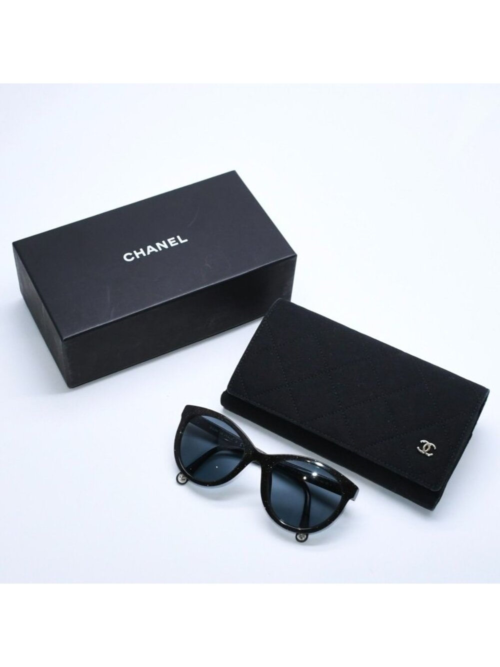 Chanel Sunglasses Eyewear CC Logo Glitter Black